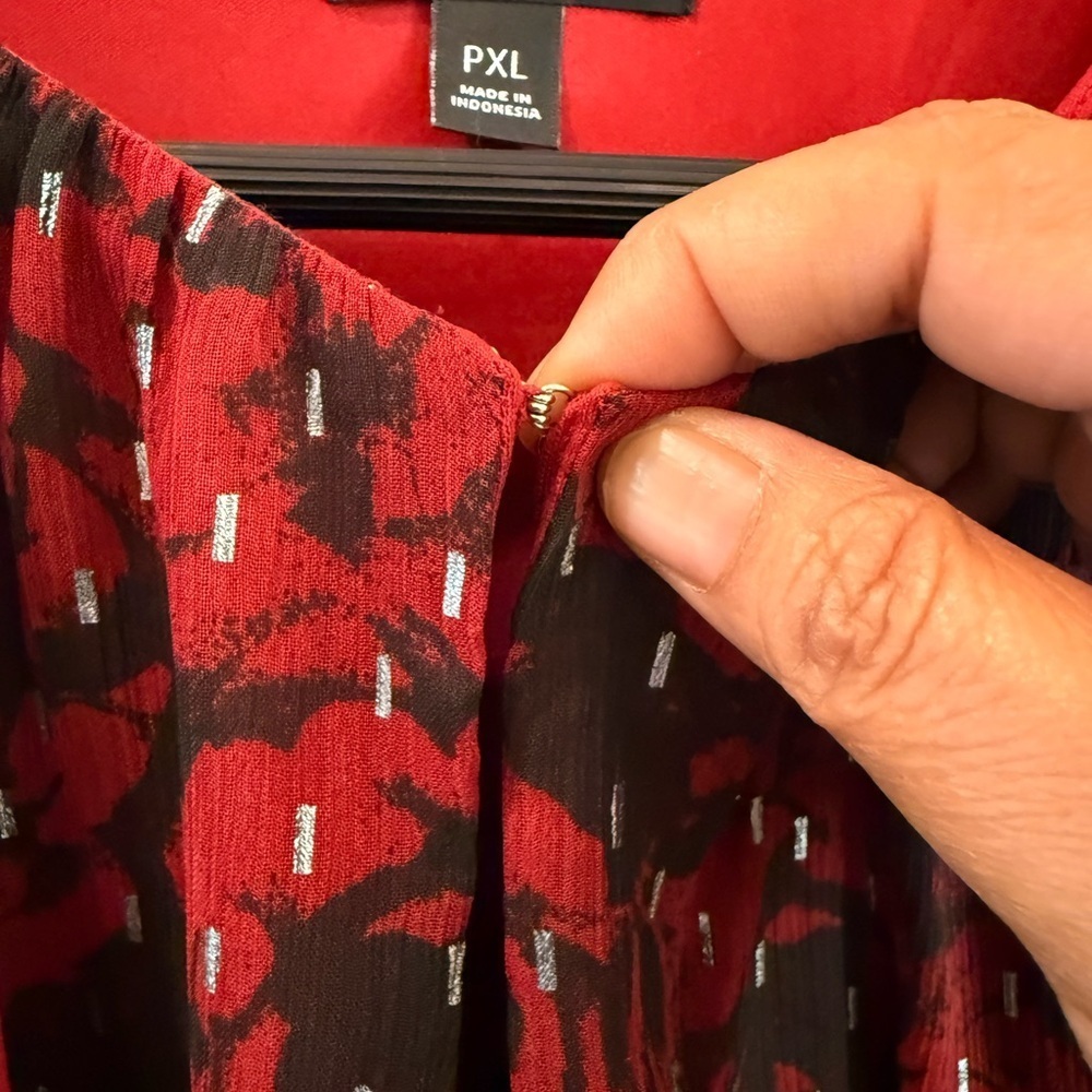 Simply Vera Vera Wang Red and Black Long Sleeve Dress - Picture 2 of 8